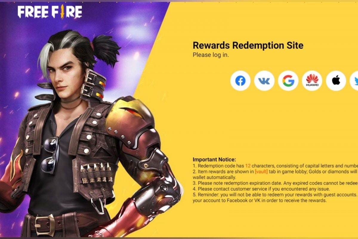 free fire redeem code