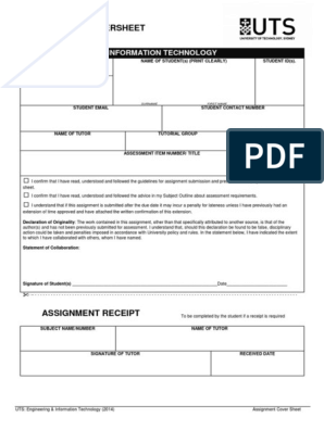 uts assignment cover sheet