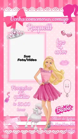 invitaciones de barbie para editar