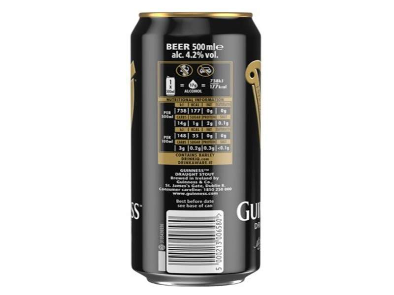 guinness calories 500ml