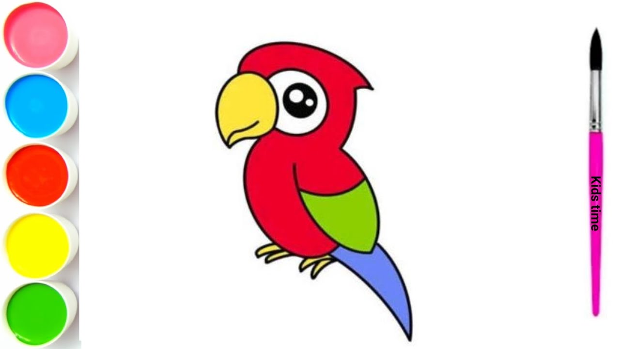 parrot drawing for kids