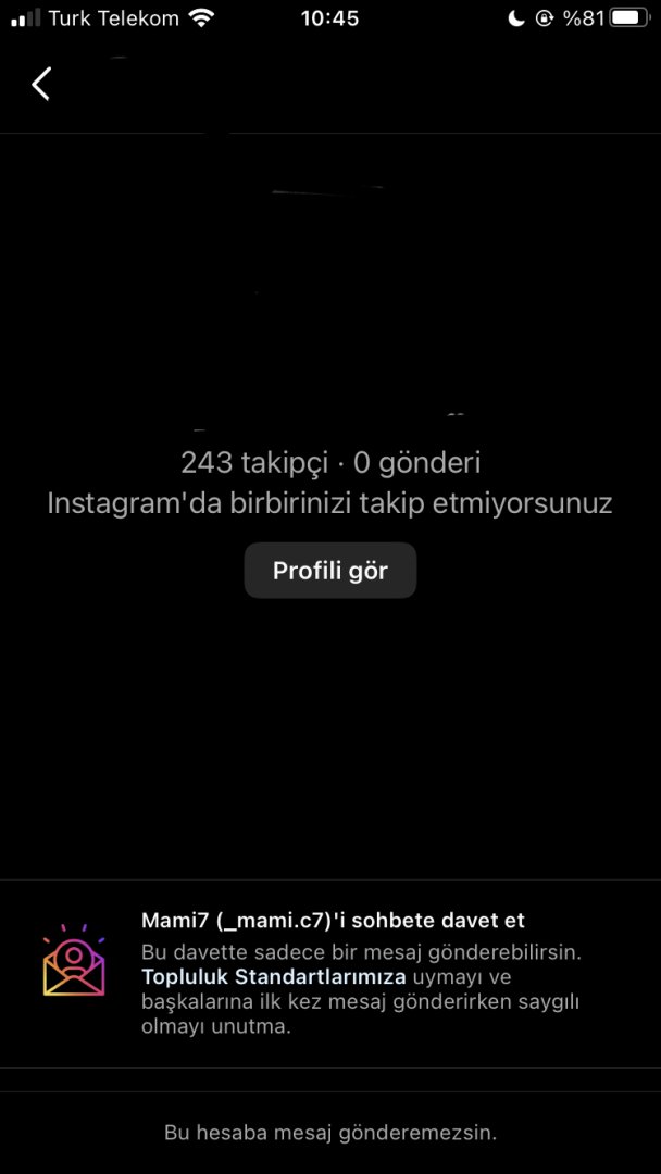 dondurulmuş instagram hesaba mesaj gönderme