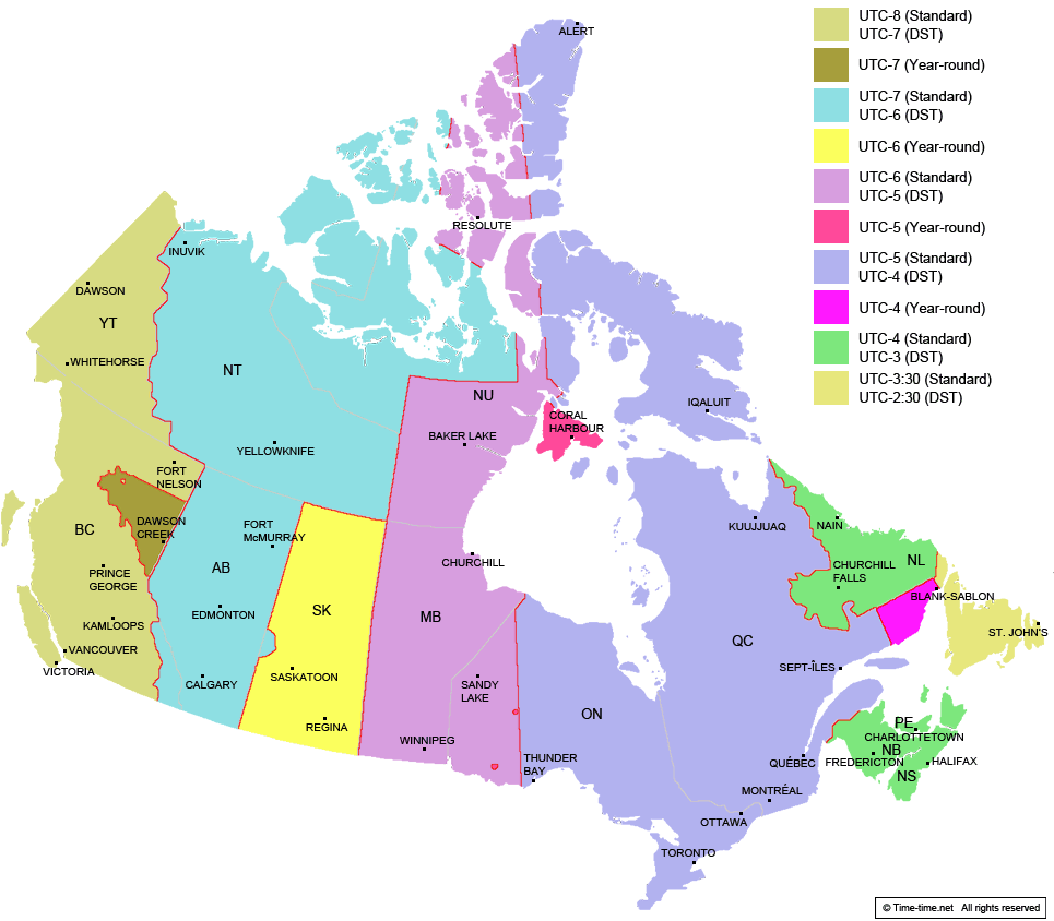 time zone for canada ontario