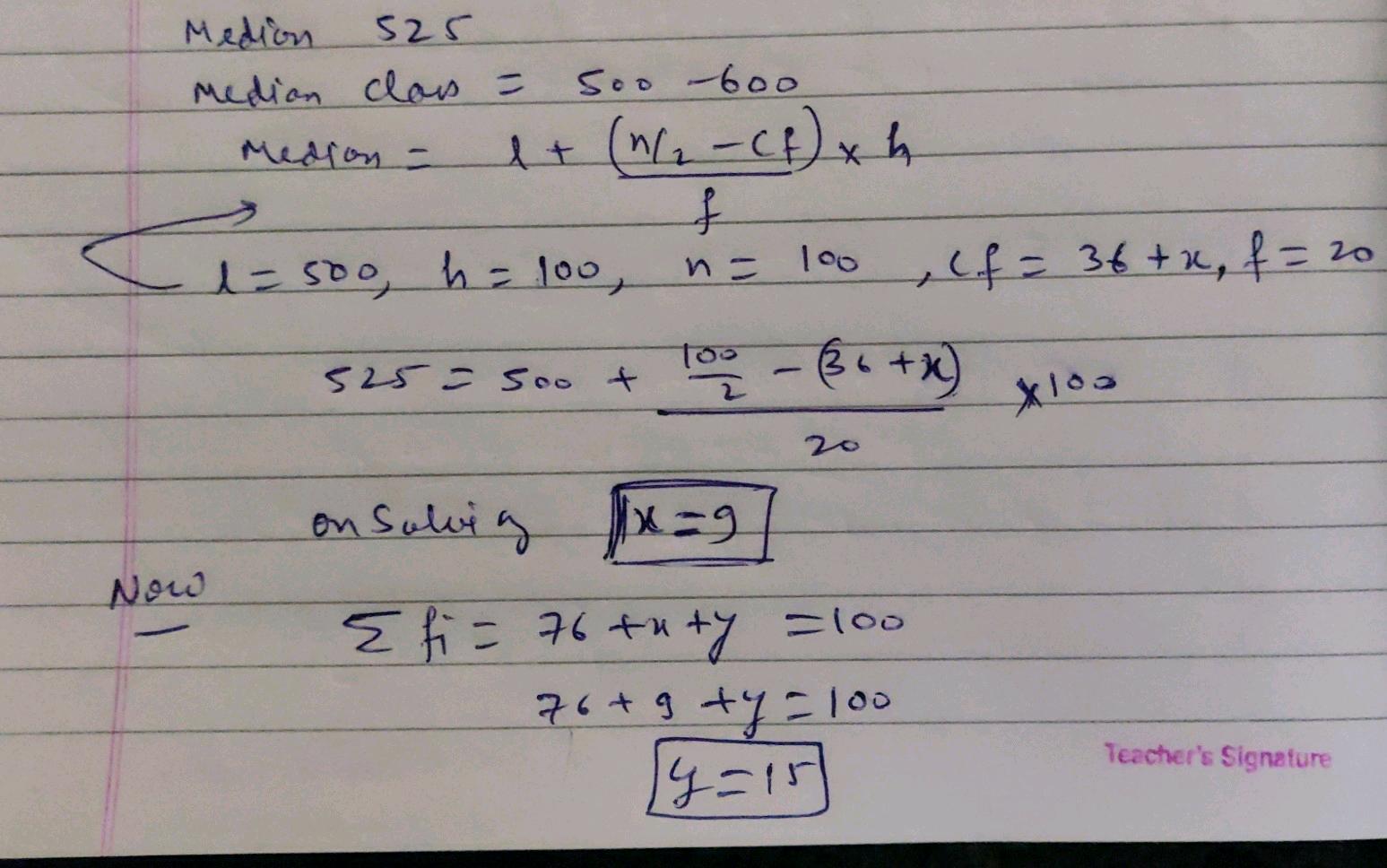 the median of the following data is 525