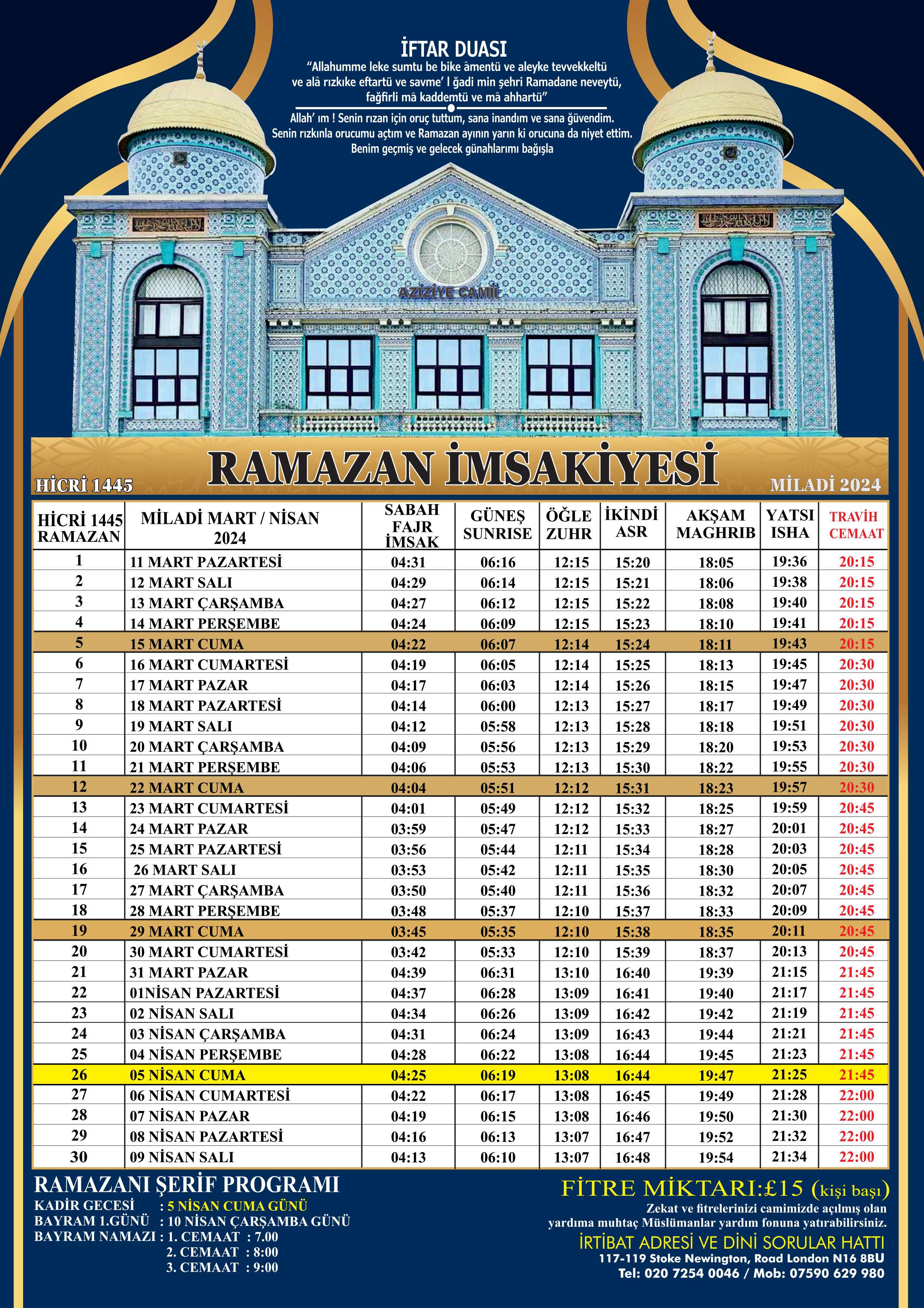 london imsakiye 2023