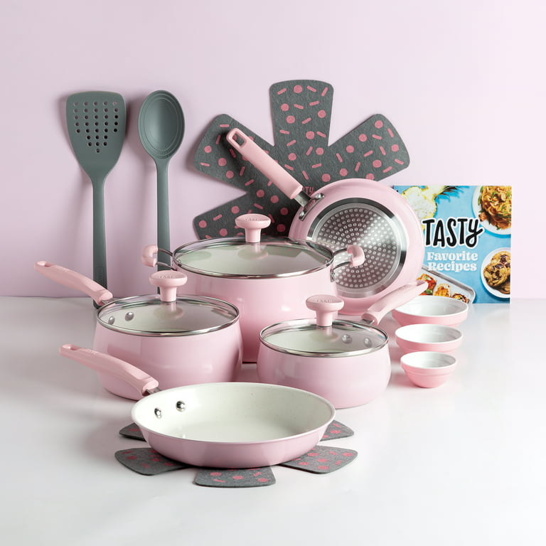 pink pots and pans set