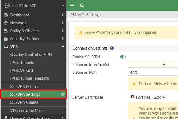 fortigate 60e vpn configuration