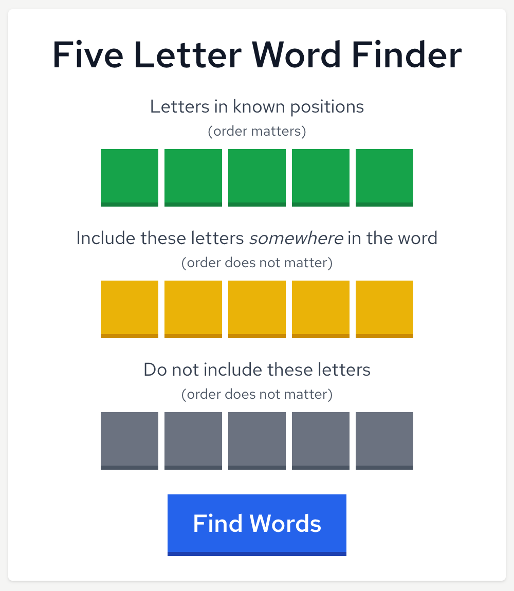 5 word finder