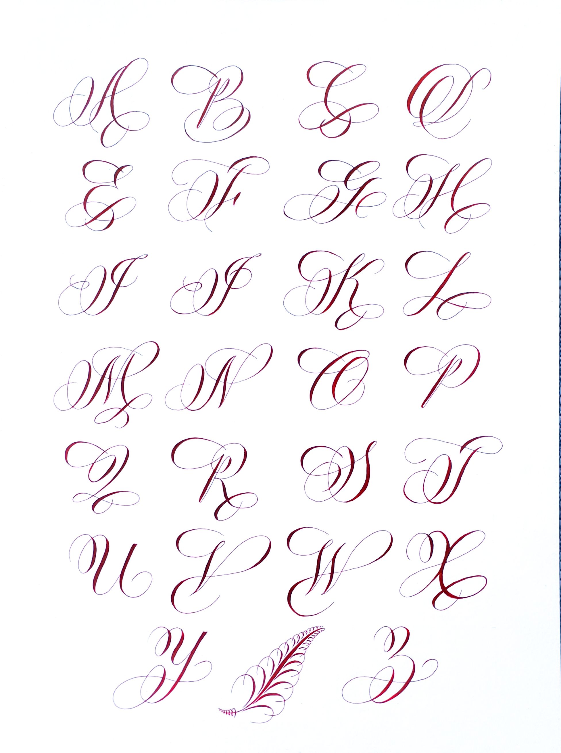 alphabet flourish calligraphy