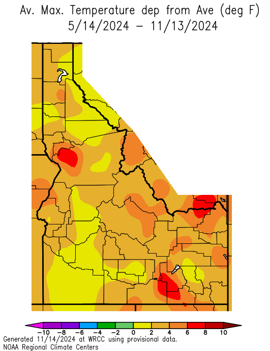 idaho temperature map