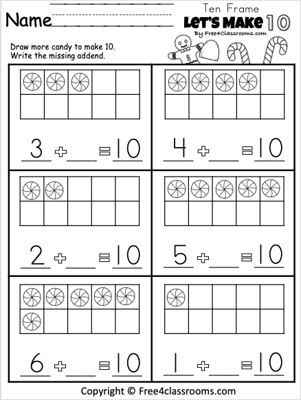 making 10 to add worksheets