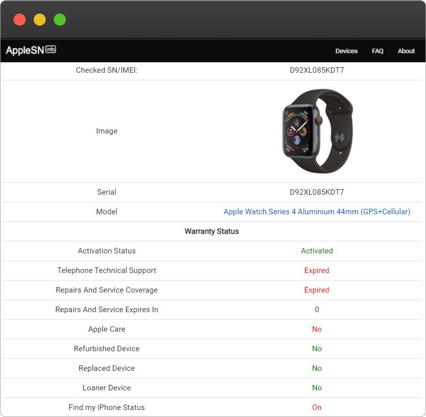 imei apple watch