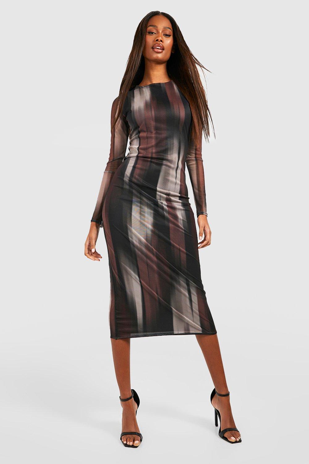 boohoo long sleeve midi dress