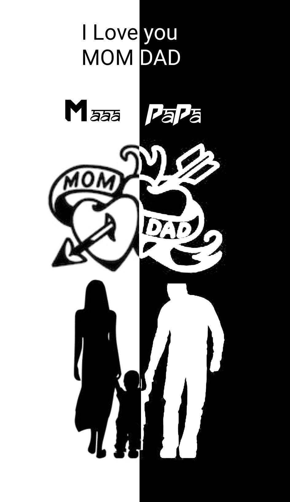 mom dad logo black and white