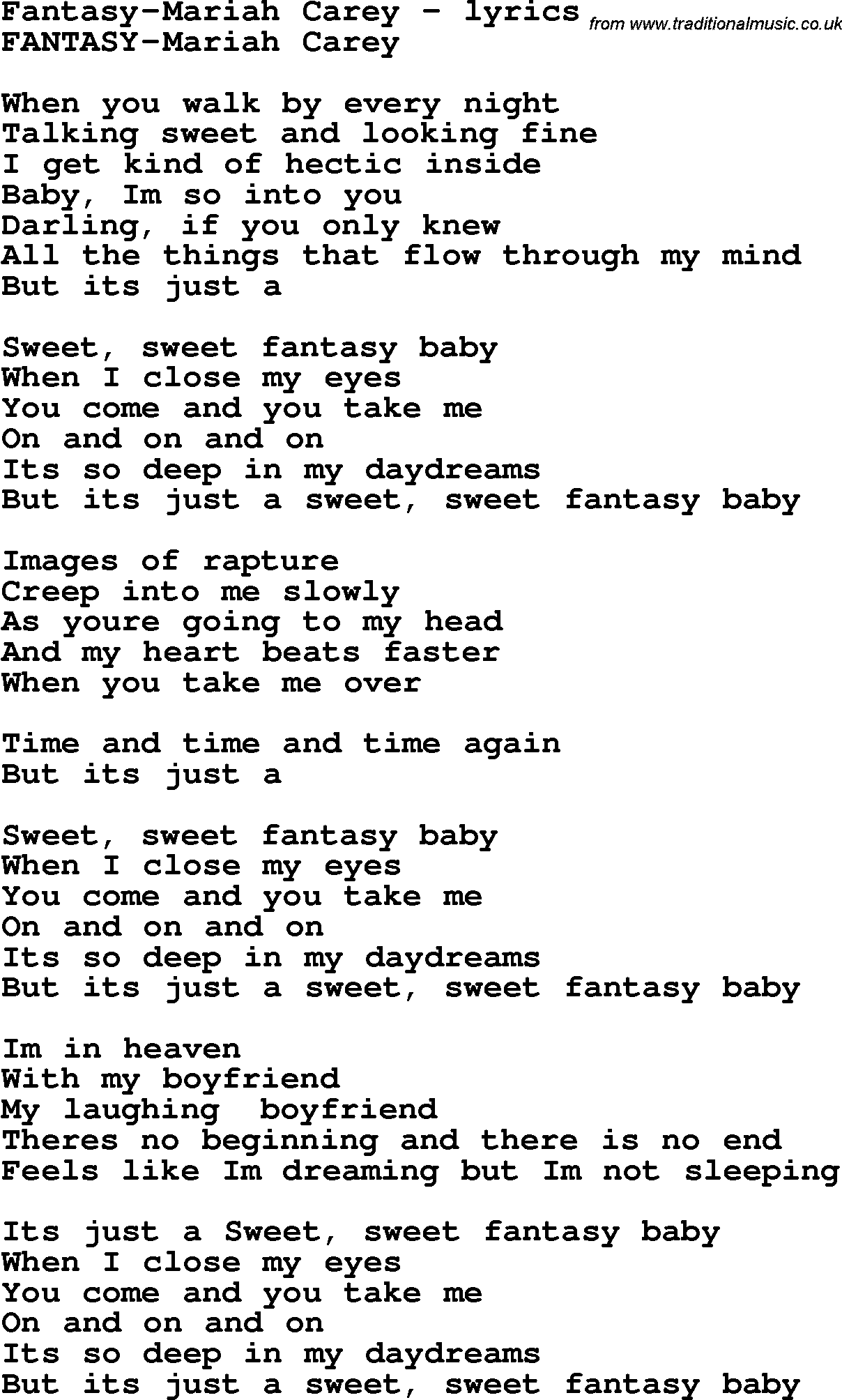 sweet fantasy lyrics mariah carey