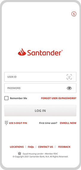 santander online bamking