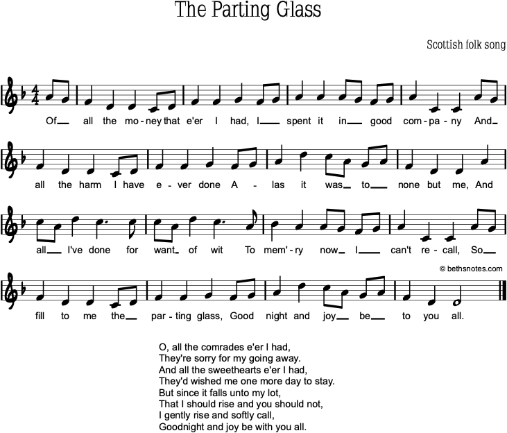 parting glass lyrics