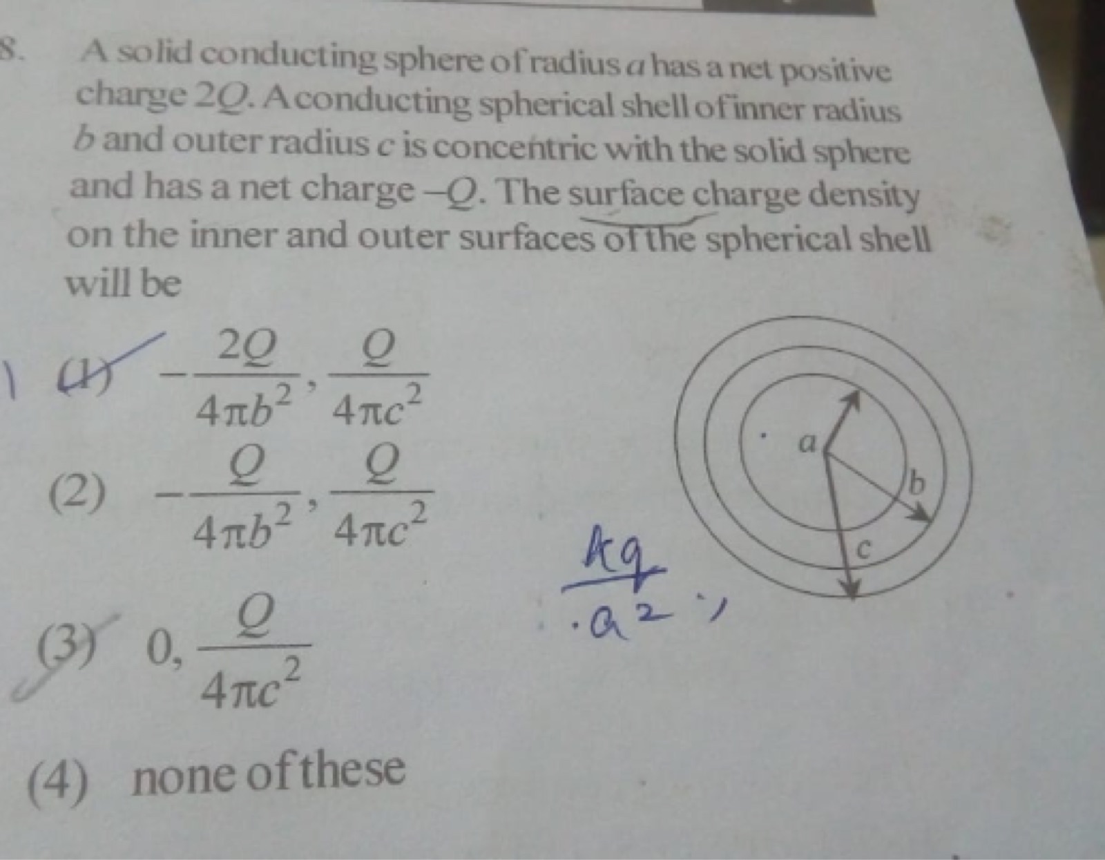 a solid conducting sphere of radius a