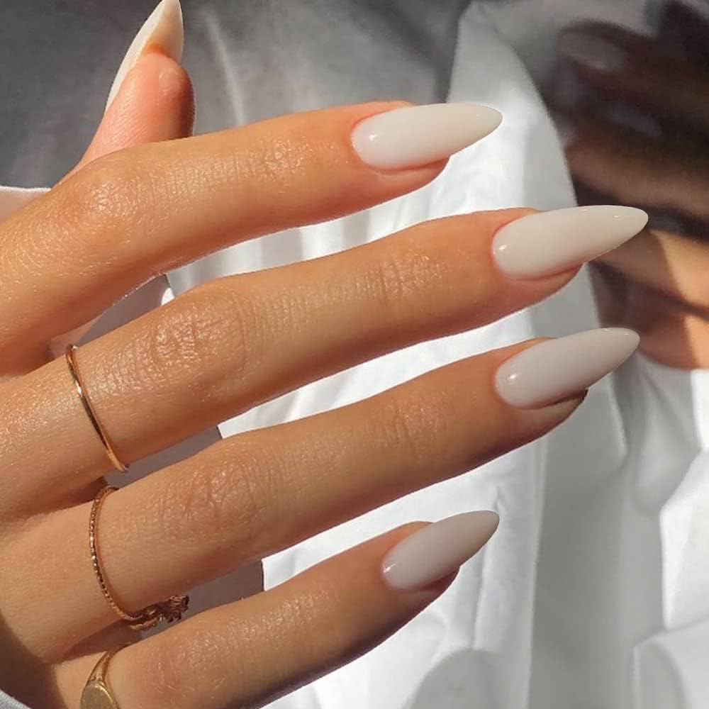 medium length white nails