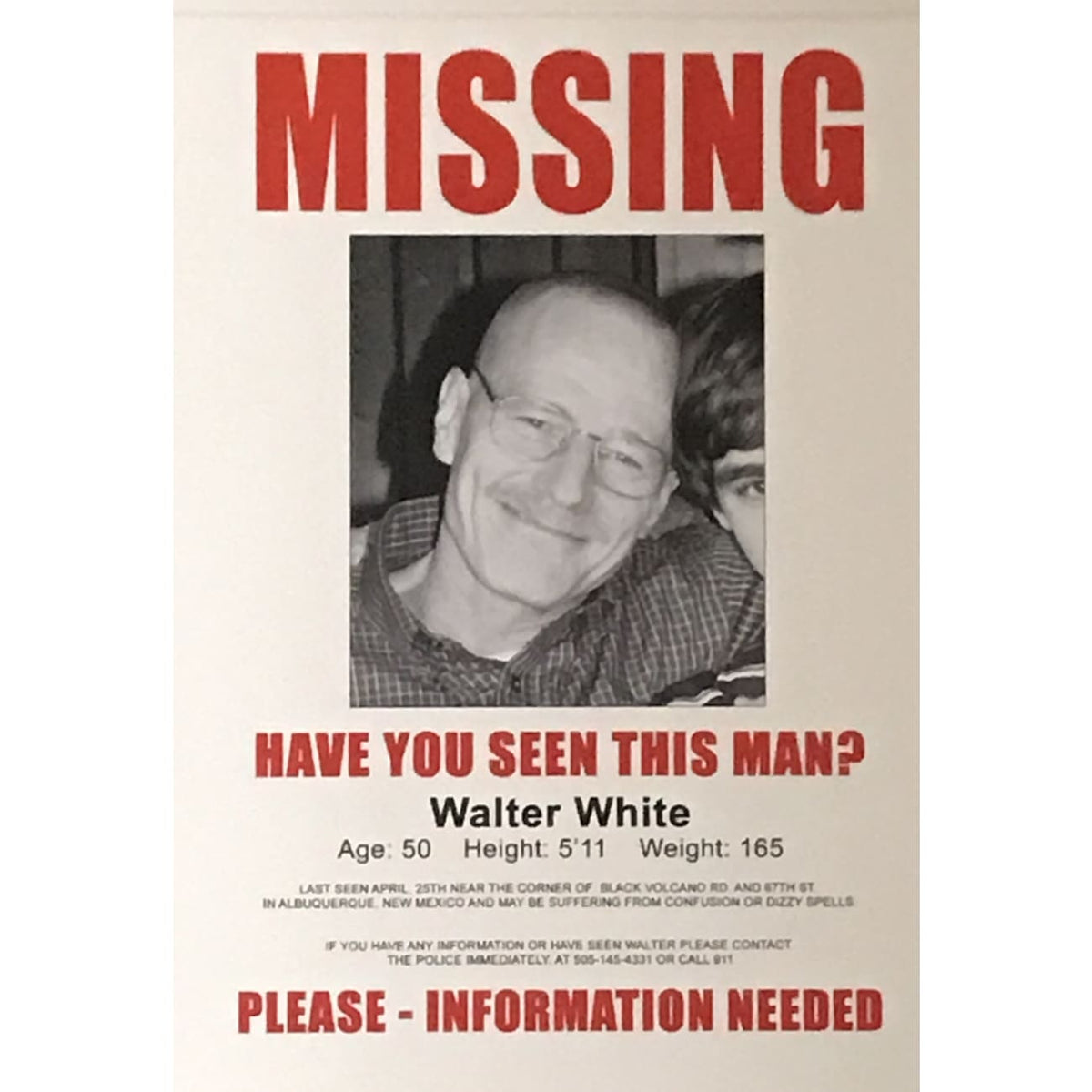 missing walter white poster