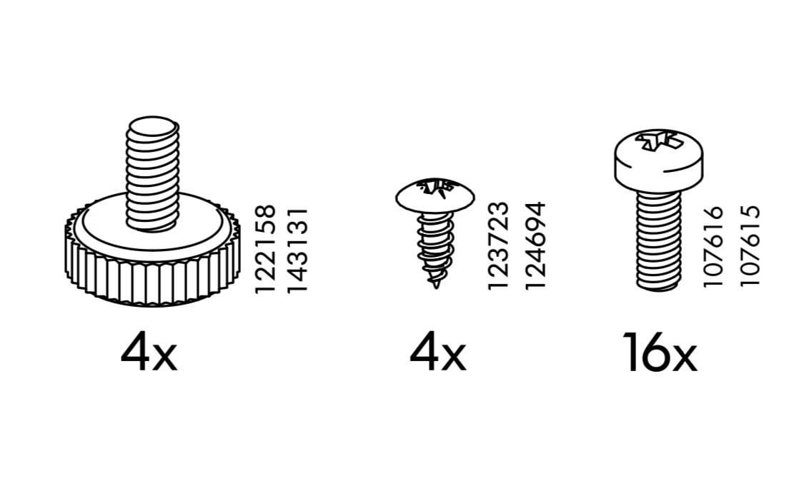 ikea screw size chart