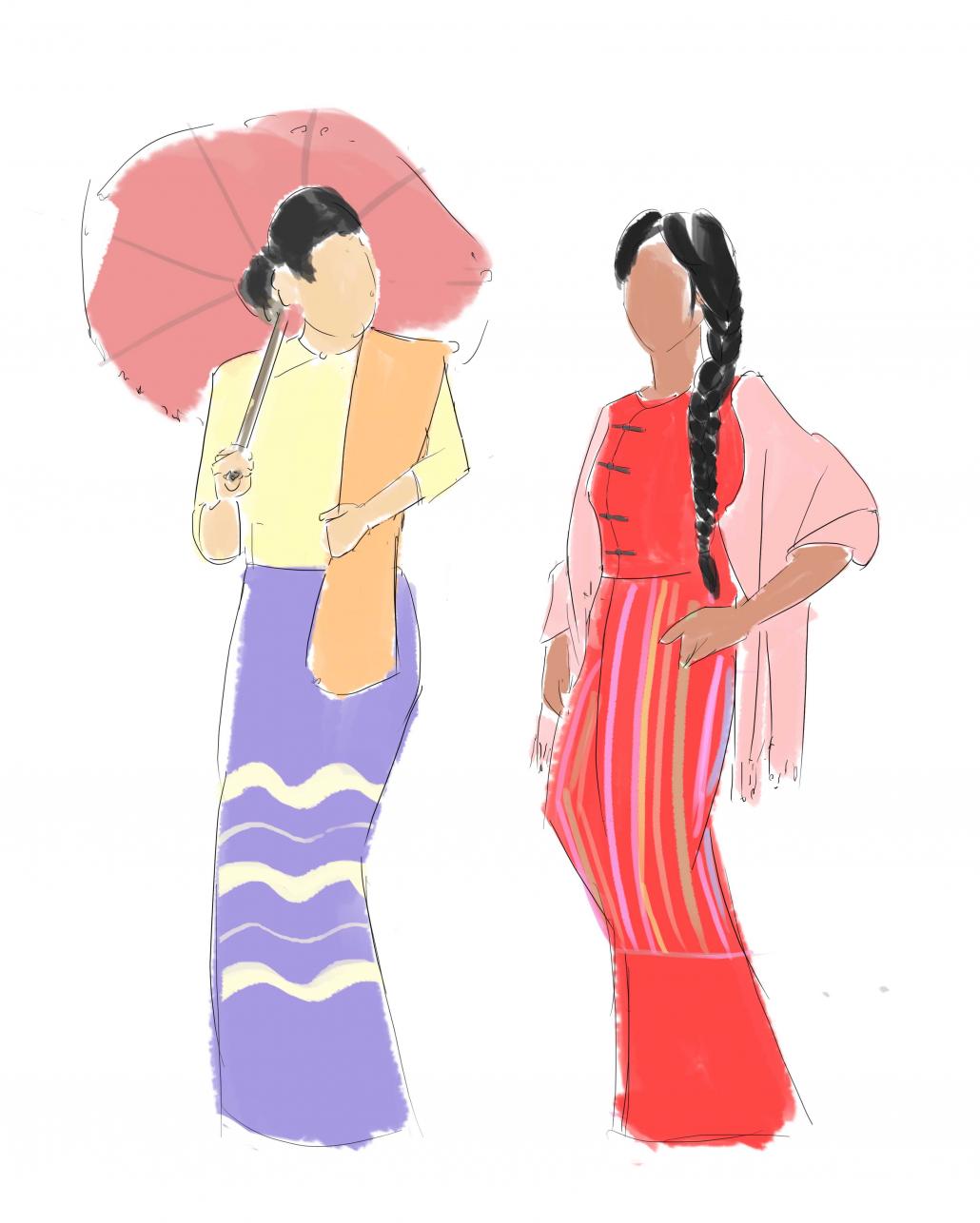 myanmar girl traditional dress