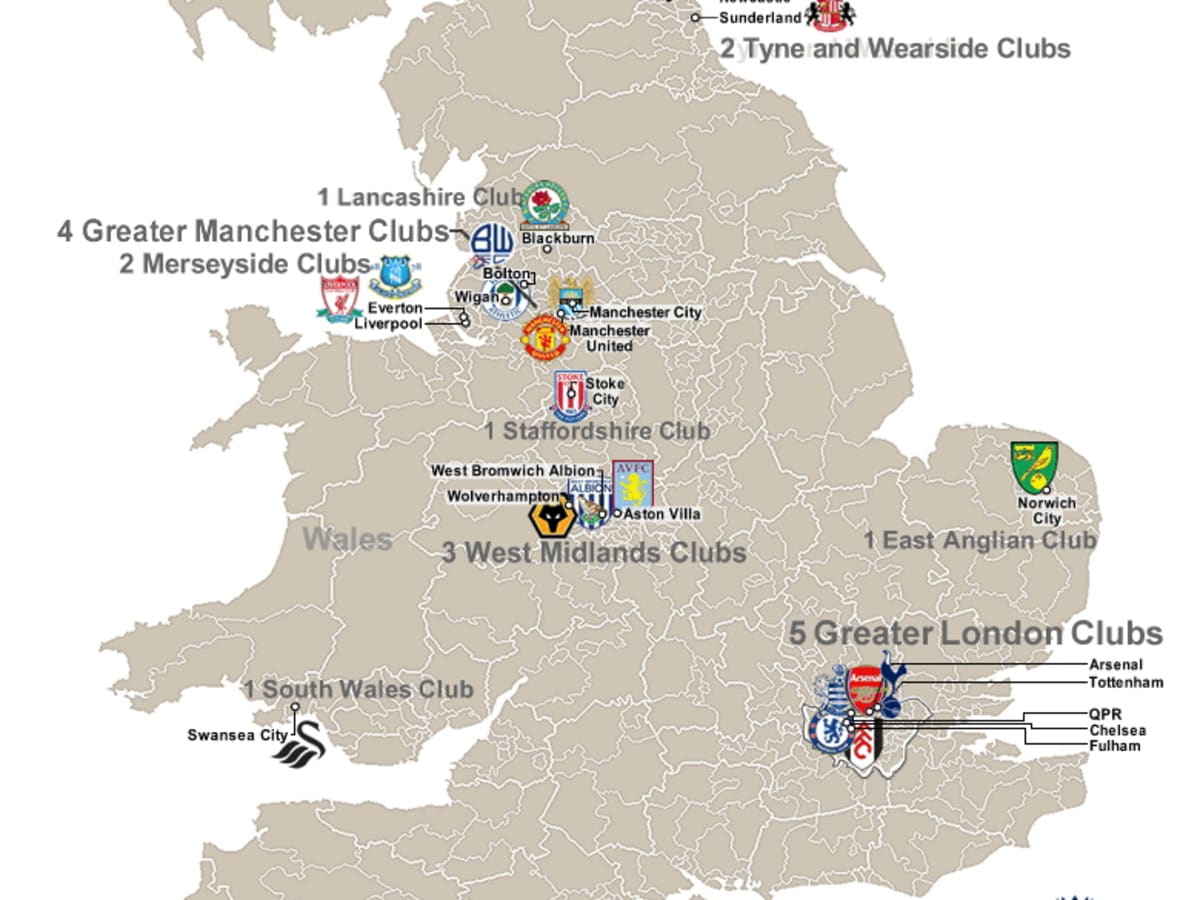 map premier league clubs