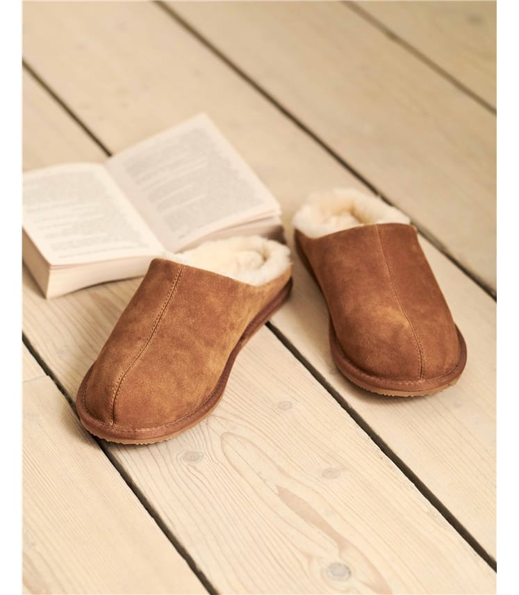 mens sheepskin mules