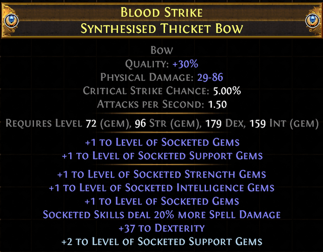 poe bow gems