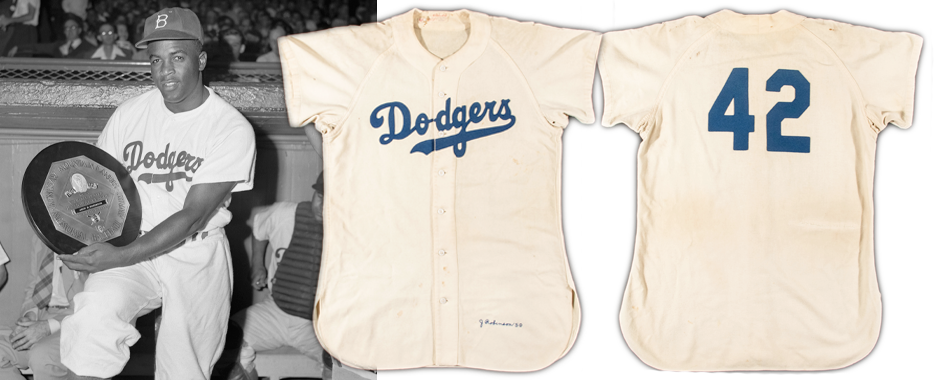 jackie robinson game used jersey