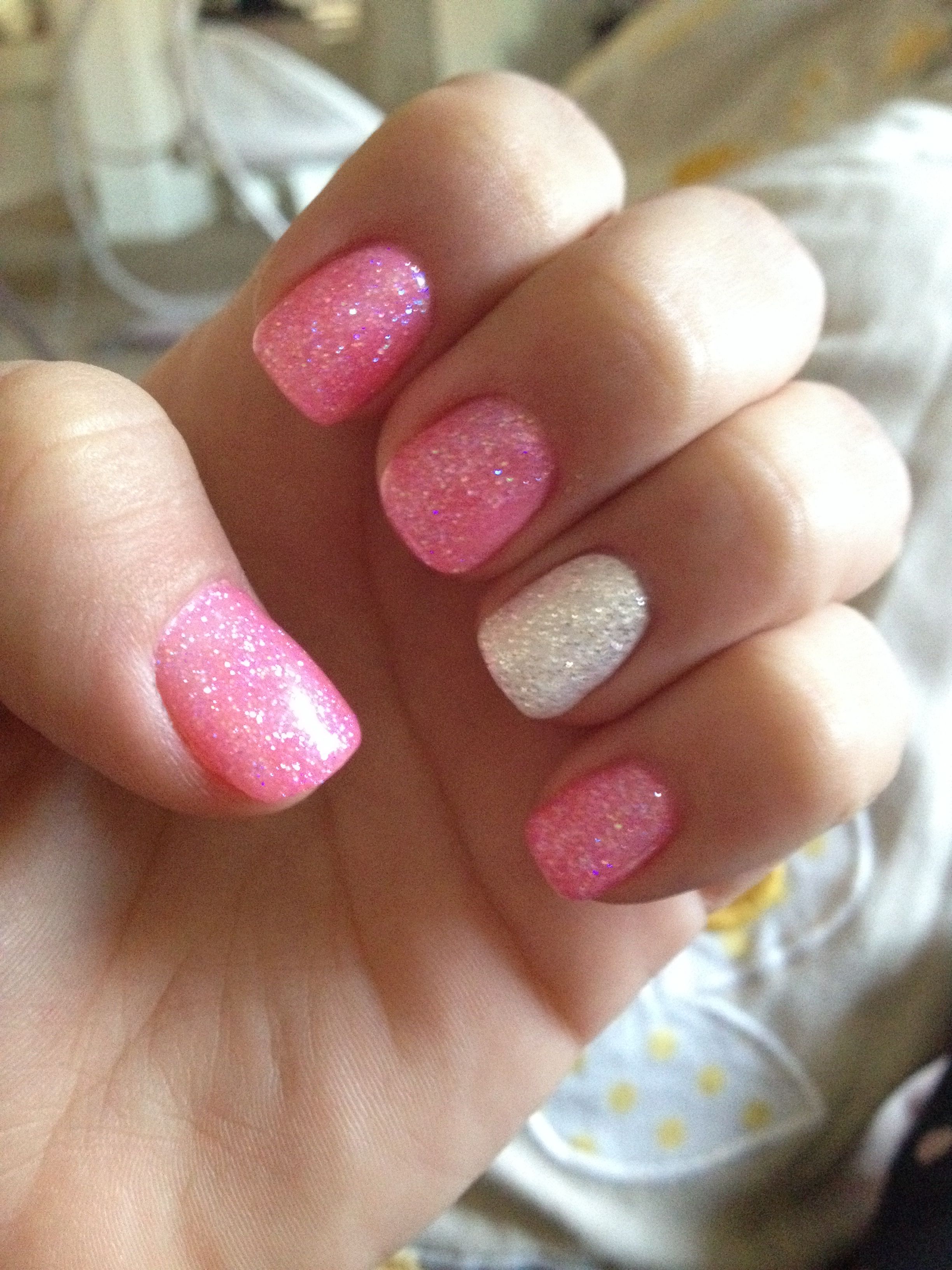 pink glitter nails gel