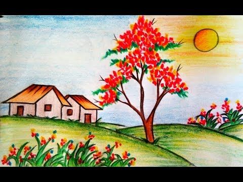 flower scenery drawing