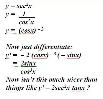 derive sec 2x