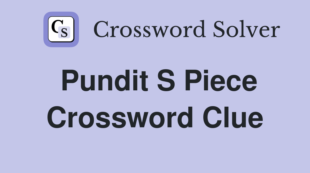 pundit crossword clue