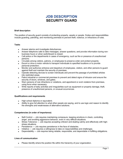 security guard positions