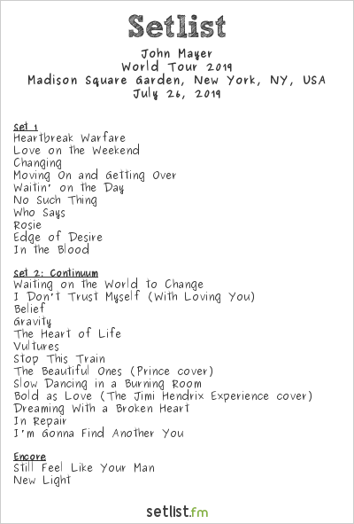 john mayer setlist toronto