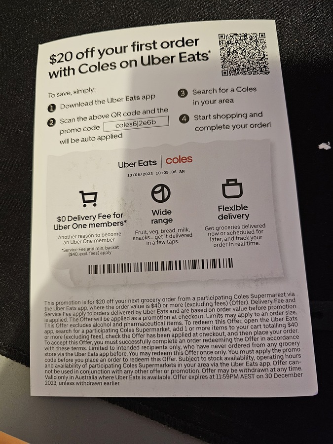 uber coles promo