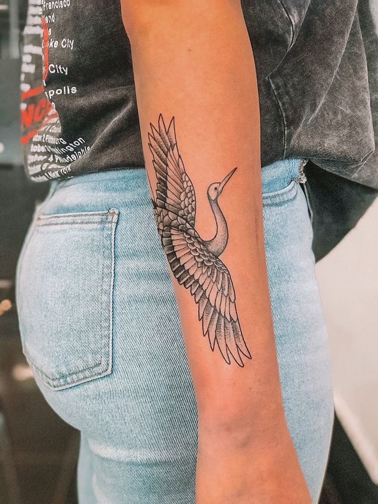 crane bird tattoo