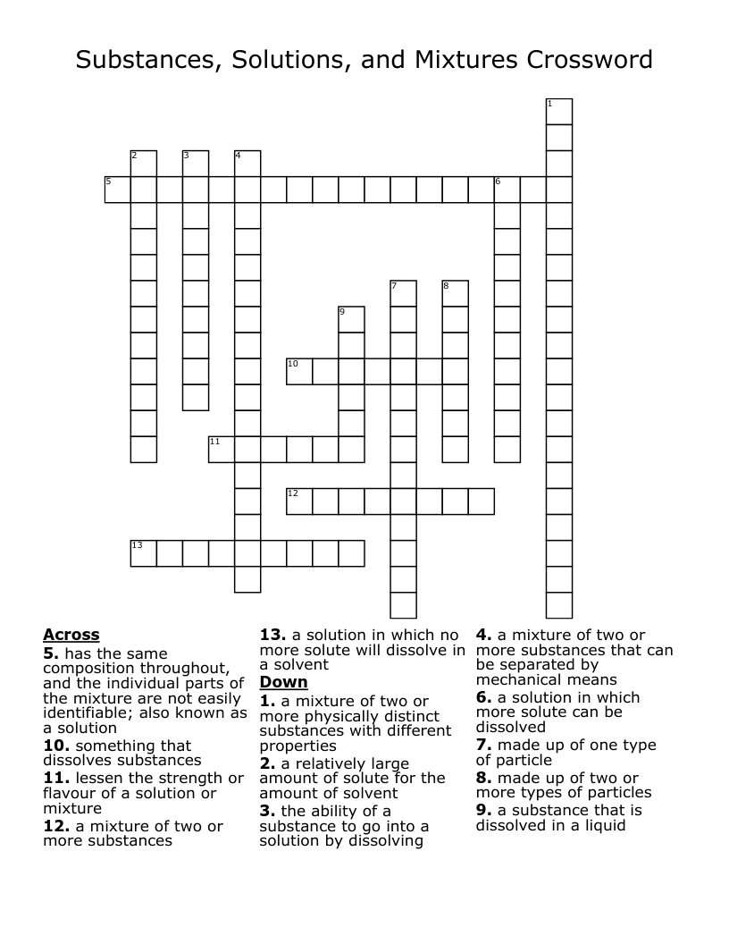 go into solution crossword