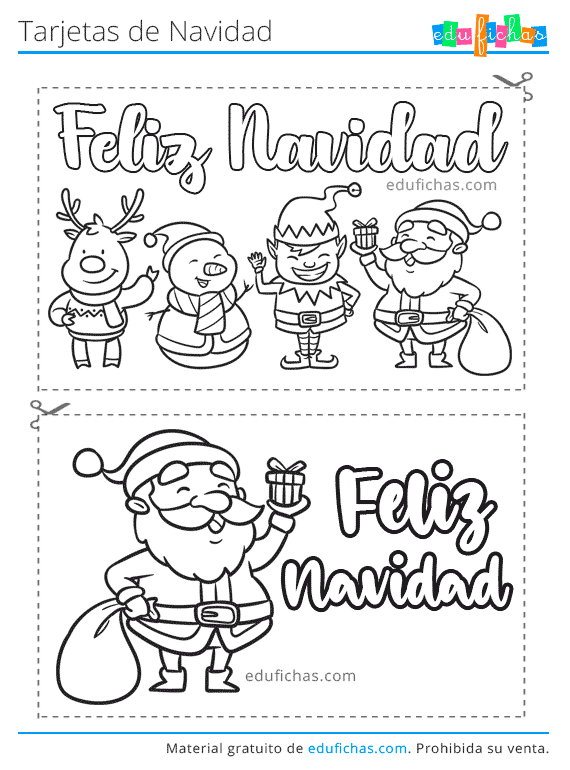 tarjetas navideñas para pintar e imprimir