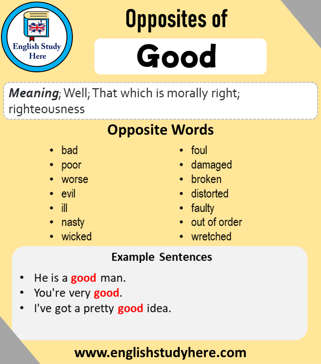 good opposite word in english