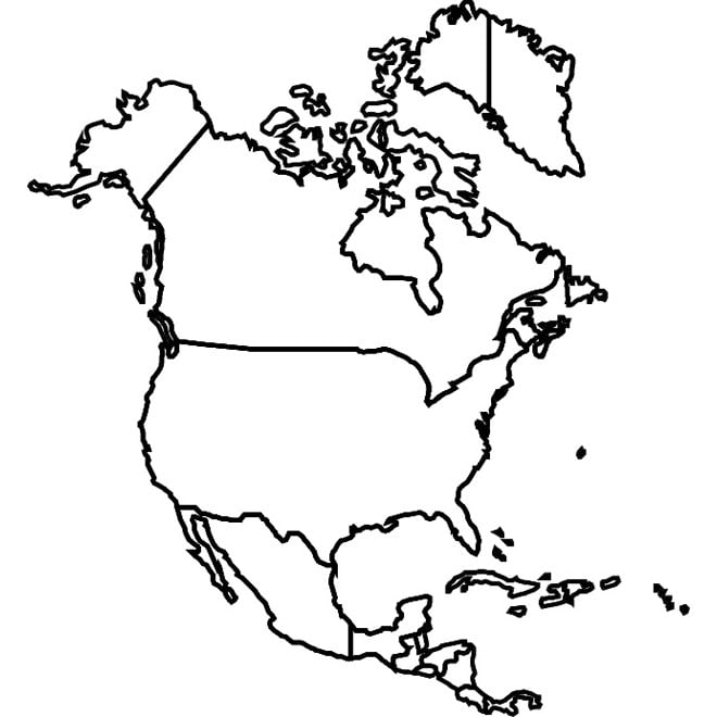 mapa de mexico y estados unidos sin nombres