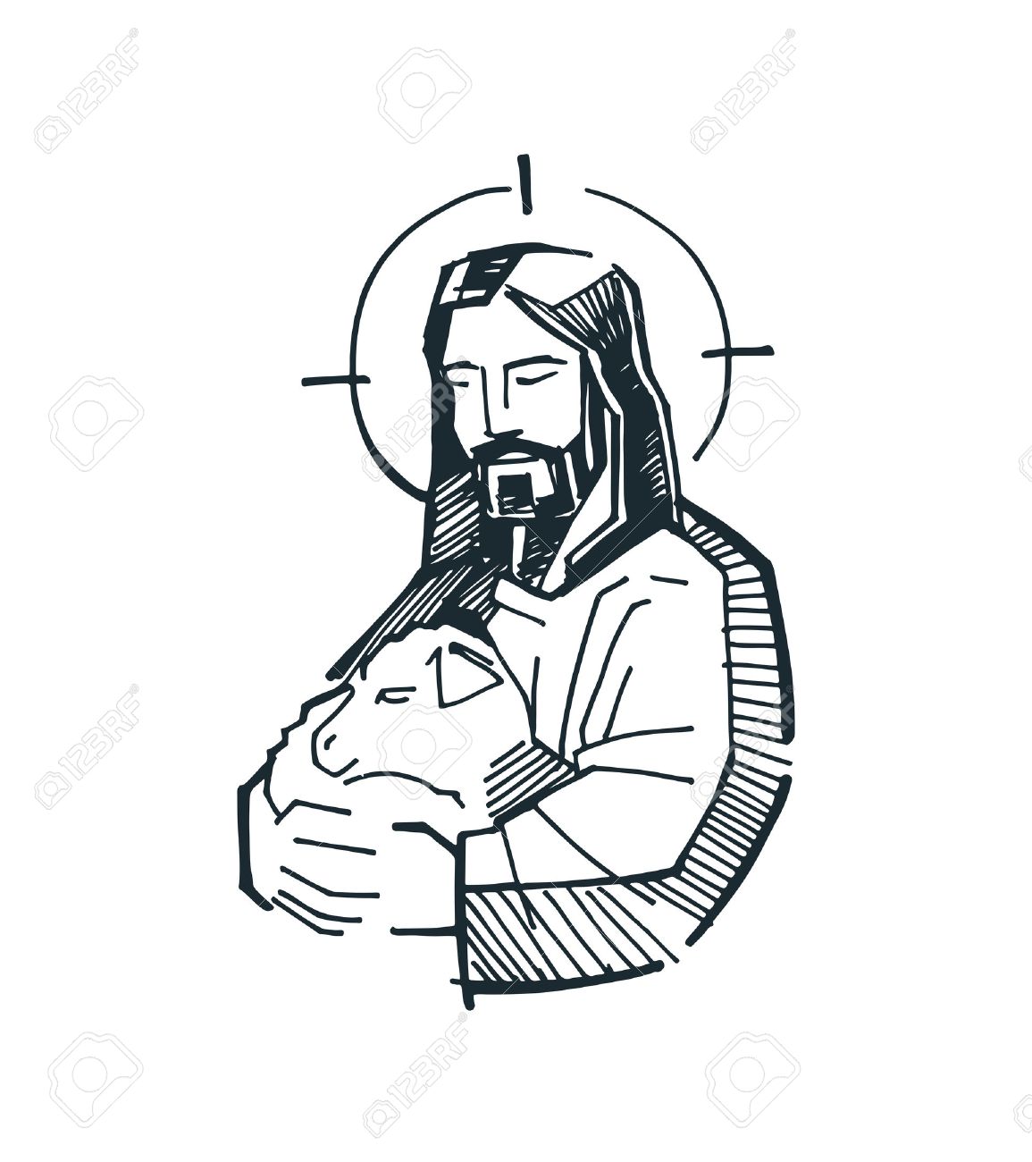 dibujo jesus el buen pastor