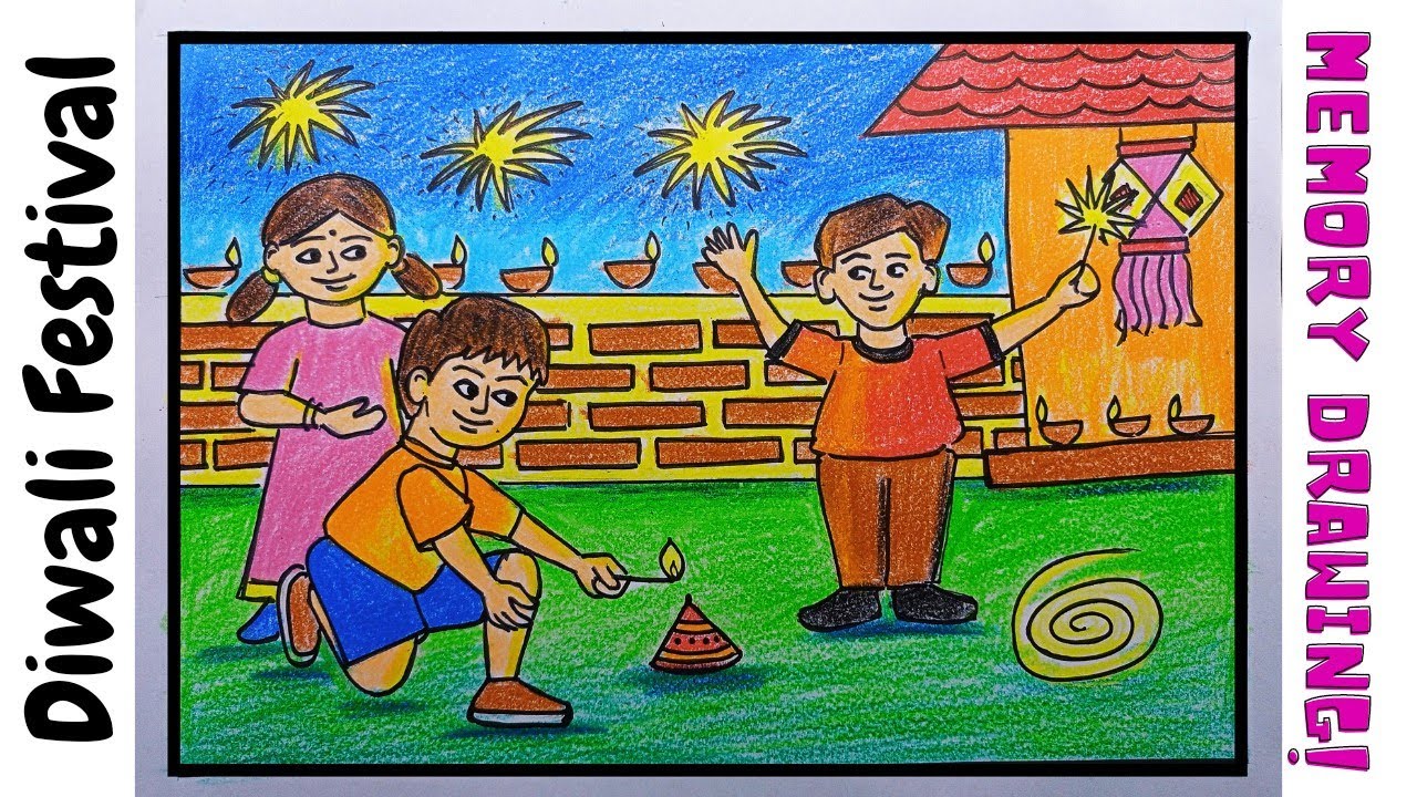 diwali festival memory drawing