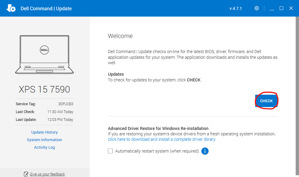 command update dell