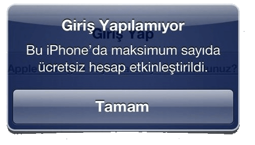 iphone maksimum sayıda hesap etkinleştirildi çözümü