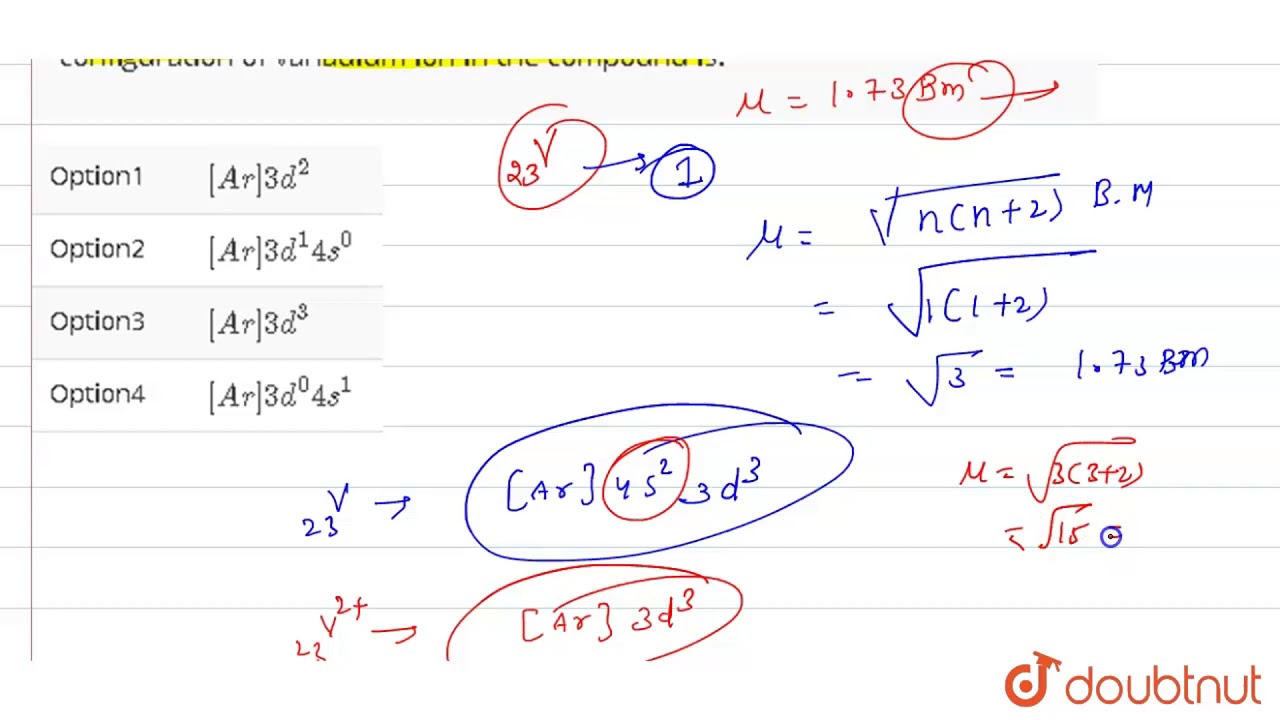 a compound of vanadium has a magnetic moment