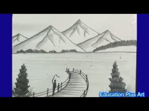 hill station drawing easy