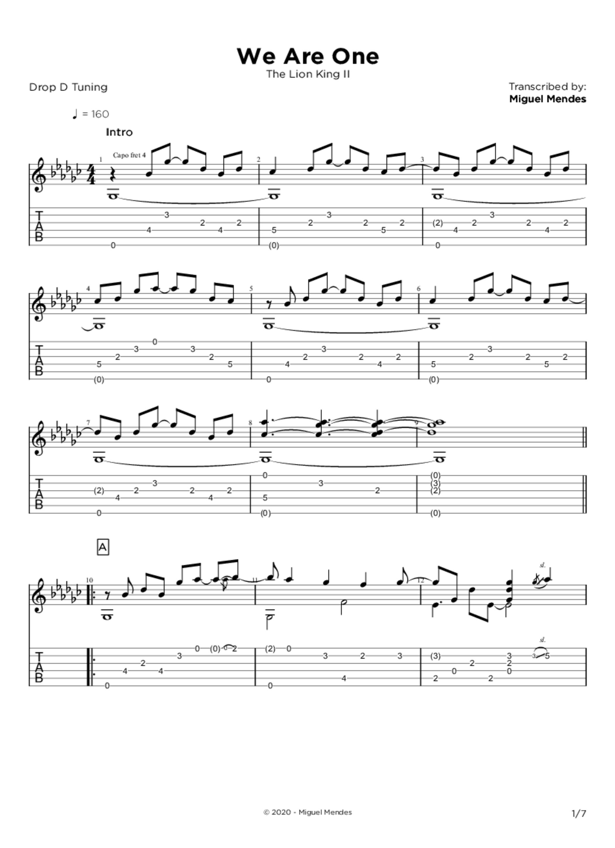 one fingerstyle tab