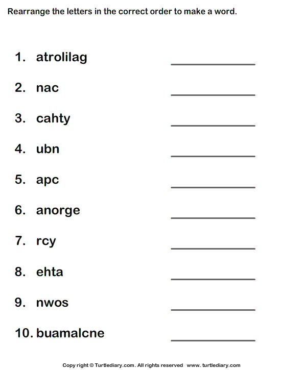 scrambled letters to make a word